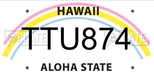 TTU874 Hawaii License Plate