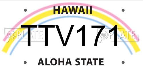 TTV171 Hawaii License Plate