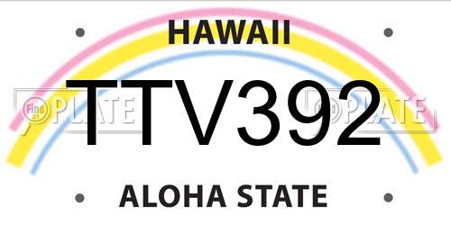 TTV392 Hawaii License Plate