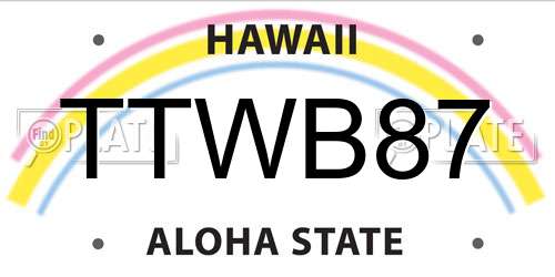TTWB87 Hawaii License Plate