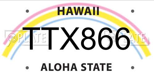 TTX866 Hawaii License Plate