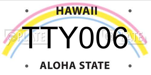 TTY006 Hawaii License Plate