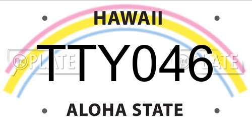 TTY046 Hawaii License Plate