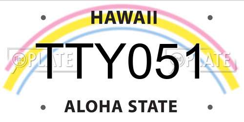 TTY051 Hawaii License Plate
