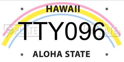 TTY096 Hawaii License Plate