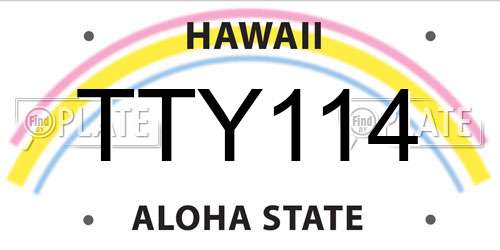 TTY114 Hawaii License Plate