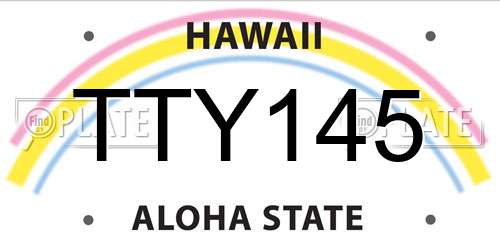 TTY145 Hawaii License Plate