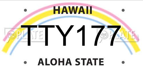 TTY177 Hawaii License Plate