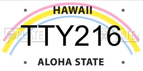 TTY216 Hawaii License Plate