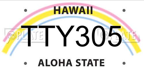 TTY305 Hawaii License Plate