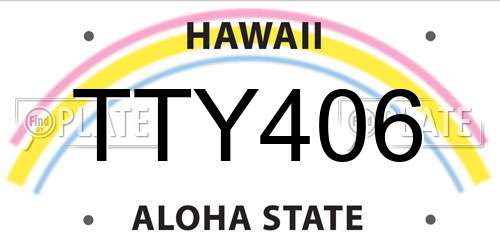 TTY406 Hawaii License Plate