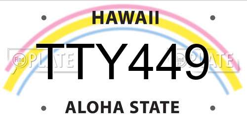 TTY449 Hawaii License Plate