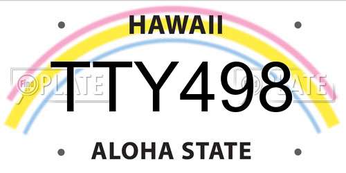 TTY498 Hawaii License Plate