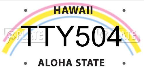 TTY504 Hawaii License Plate