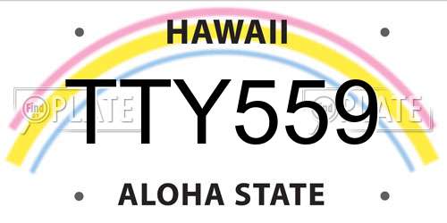 TTY559 Hawaii License Plate