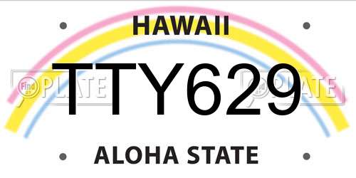 TTY629 Hawaii License Plate
