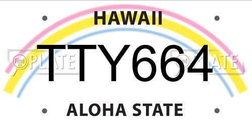 TTY664 Hawaii License Plate