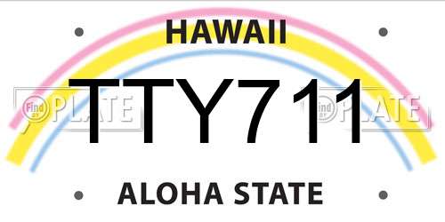TTY711 Hawaii License Plate