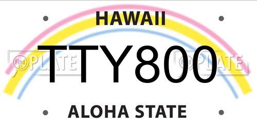 TTY800 Hawaii License Plate