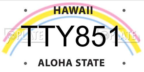 TTY851 Hawaii License Plate