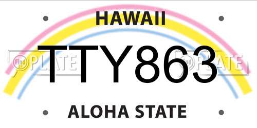 TTY863 Hawaii License Plate