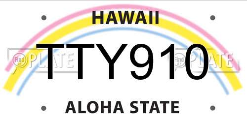 TTY910 Hawaii License Plate