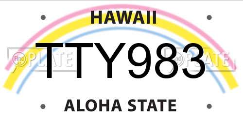 TTY983 Hawaii License Plate