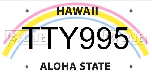 TTY995 Hawaii License Plate
