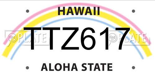 TTZ617 Hawaii License Plate