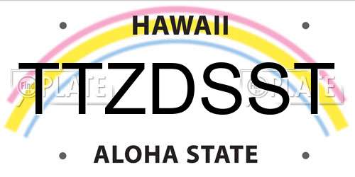 TTZDSST Hawaii License Plate