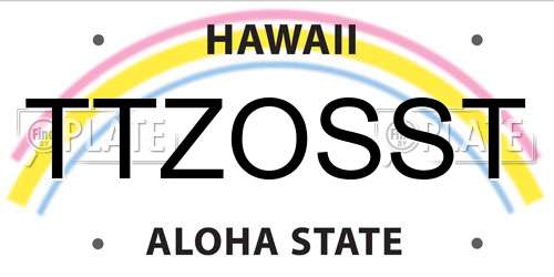 TTZOSST Hawaii License Plate