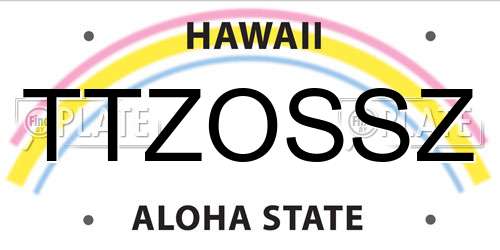 TTZOSSZ Hawaii License Plate