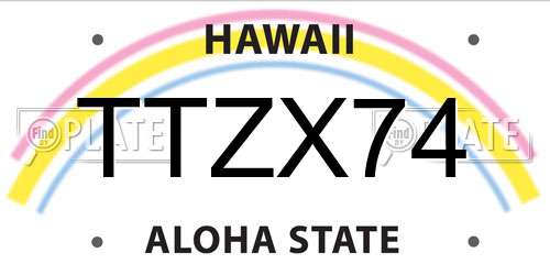 TTZX74 Hawaii License Plate