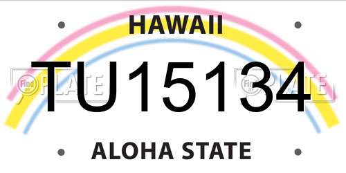 TU15134 Hawaii License Plate