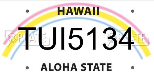 TUI5134 Hawaii License Plate