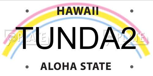 TUNDA2 Hawaii License Plate