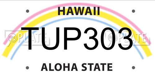 TUP303 Hawaii License Plate