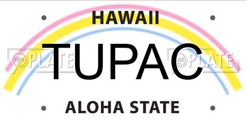 TUPAC Hawaii License Plate
