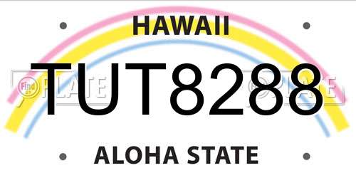 TUT8288 Hawaii License Plate