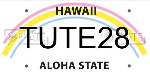 TUTE28 Hawaii License Plate