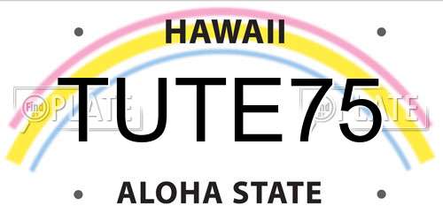 TUTE75 Hawaii License Plate