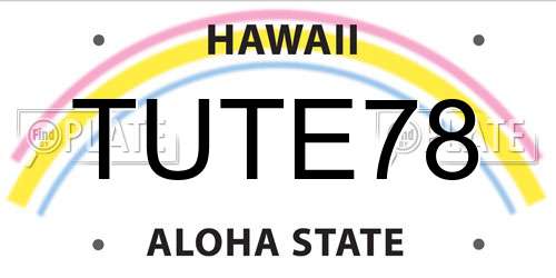 TUTE78 Hawaii License Plate