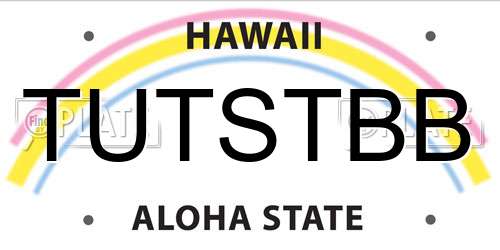 TUTSTBB Hawaii License Plate