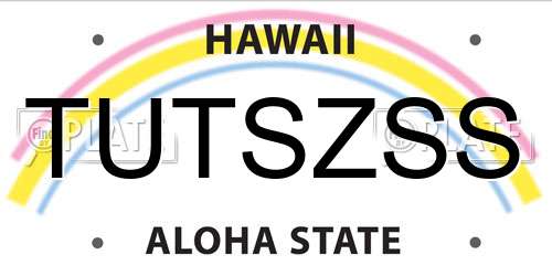 TUTSZSS Hawaii License Plate