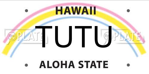 TUTU Hawaii License Plate