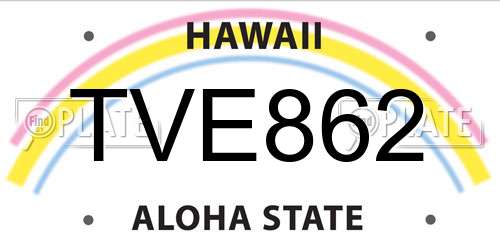 TVE862 Hawaii License Plate