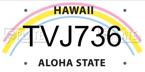 TVJ736 Hawaii License Plate
