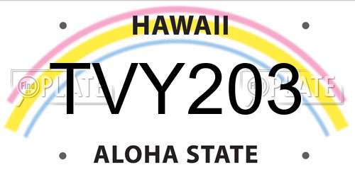 TVY203 Hawaii License Plate