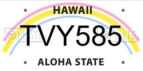 TVY585 Hawaii License Plate