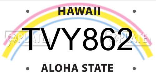 TVY862 Hawaii License Plate